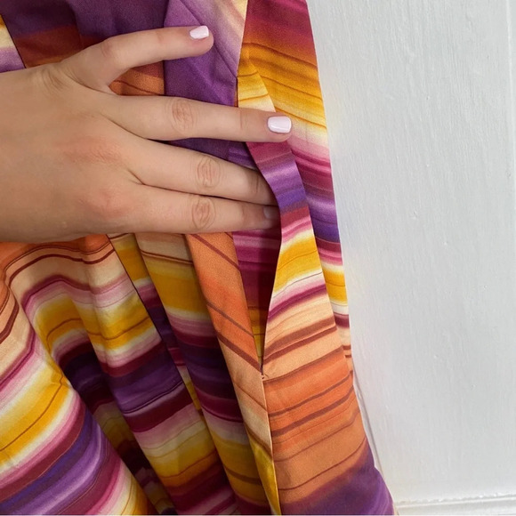 NWT Autumn Adeigbo Alyssa Dress Orange and Purple Stripe Size 0 - Picture 7 of 7